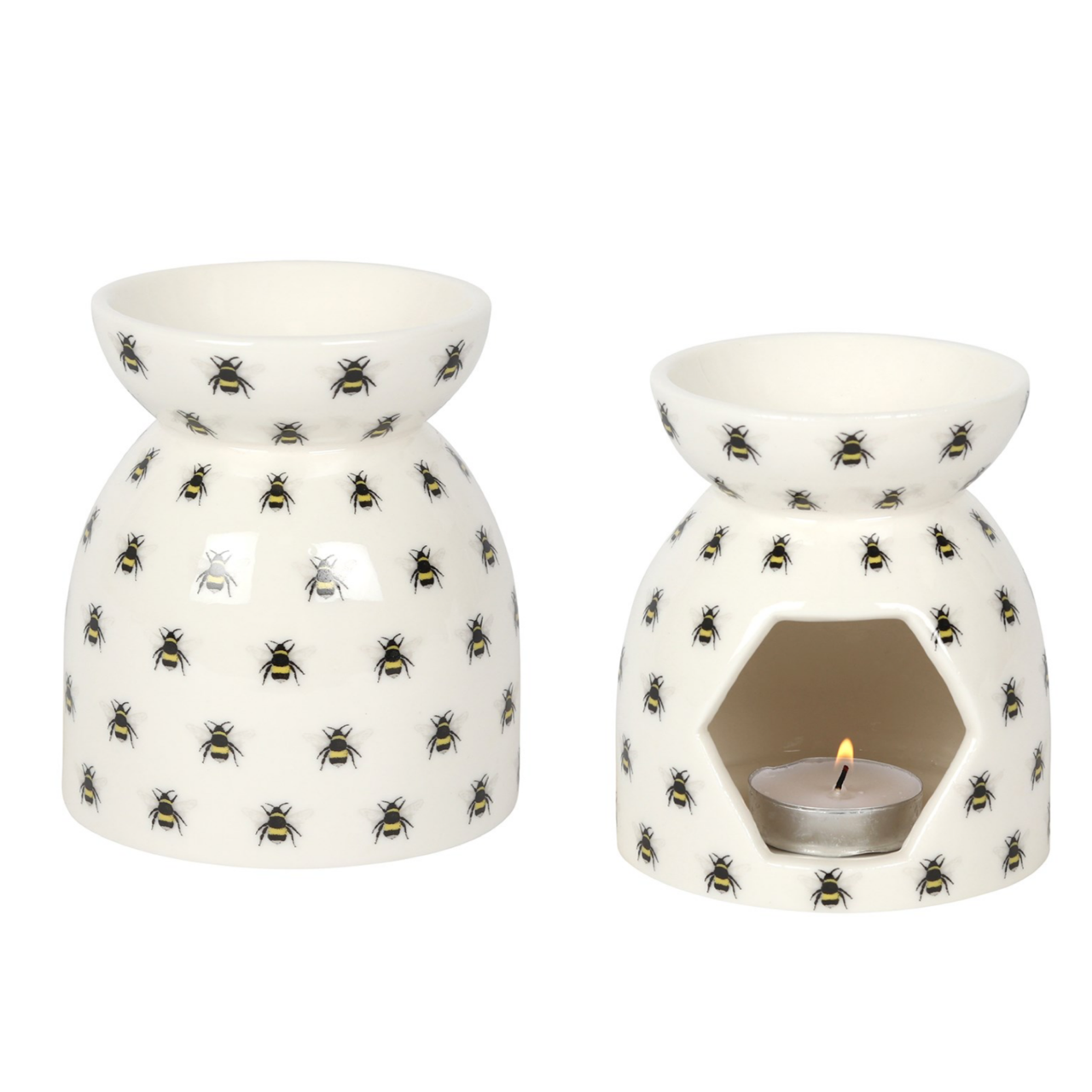 Happy Bee Print Essential Oil Wax Melt Warmer Burner