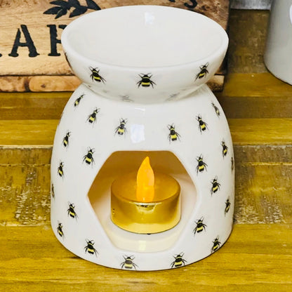 Happy Bee Print Essential Oil Wax Melt Warmer Burner