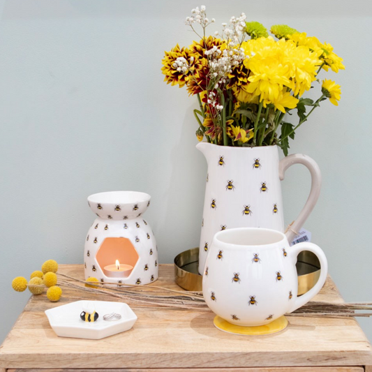 Happy Bee Print Essential Oil Wax Melt Warmer Burner