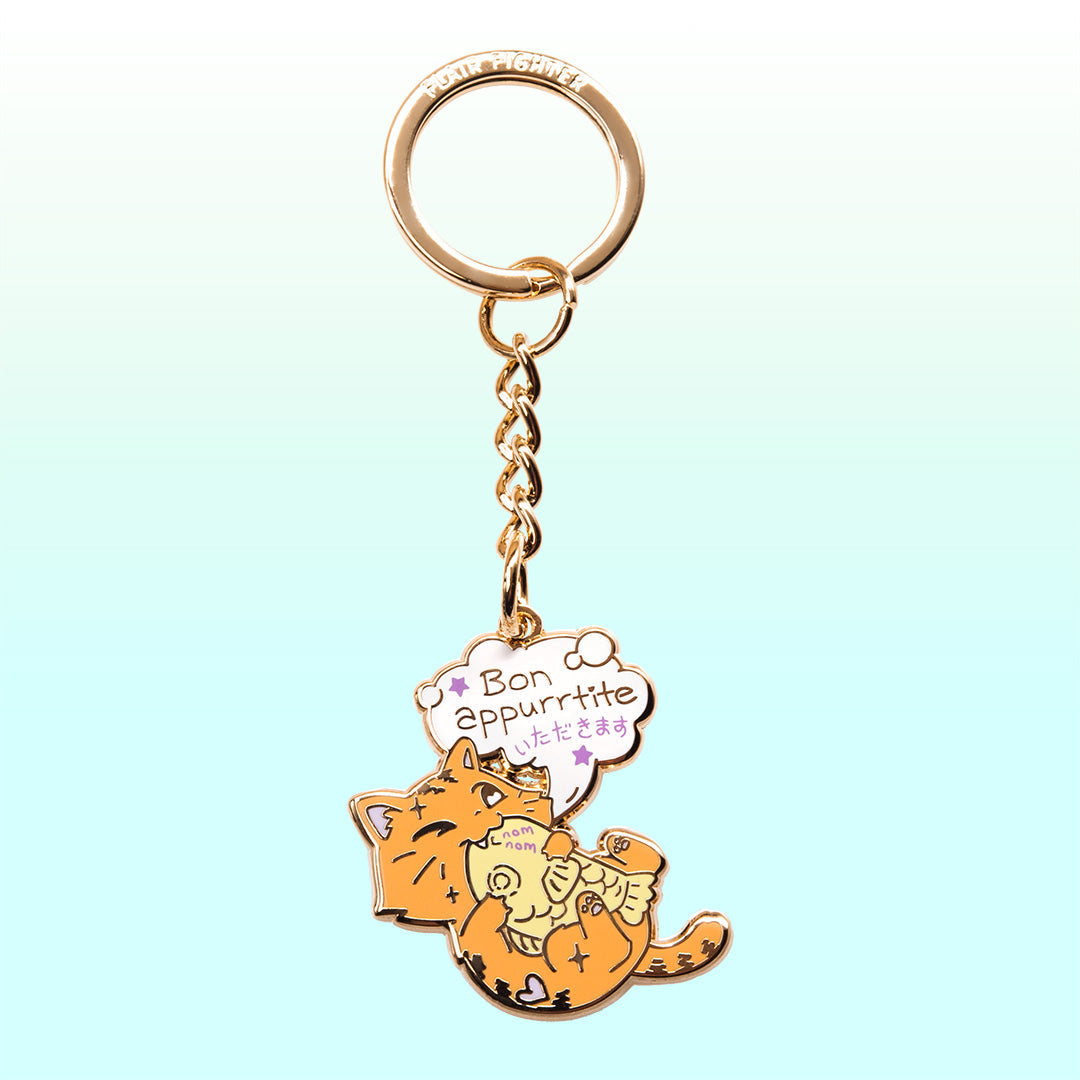 Bon Appurrtite Cat Enamel Keychain