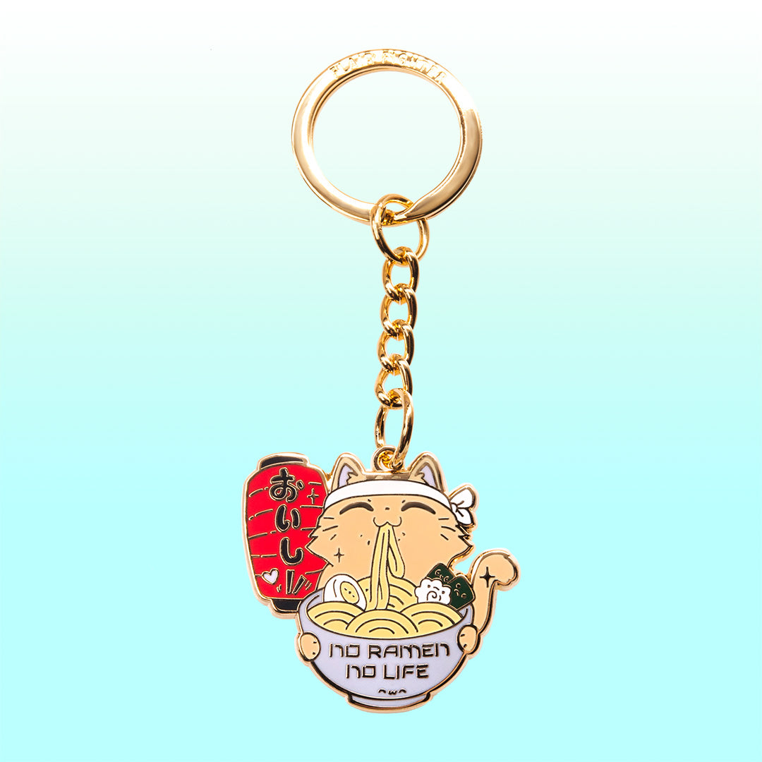 No Ramen No Life Cat Enamel Keychain