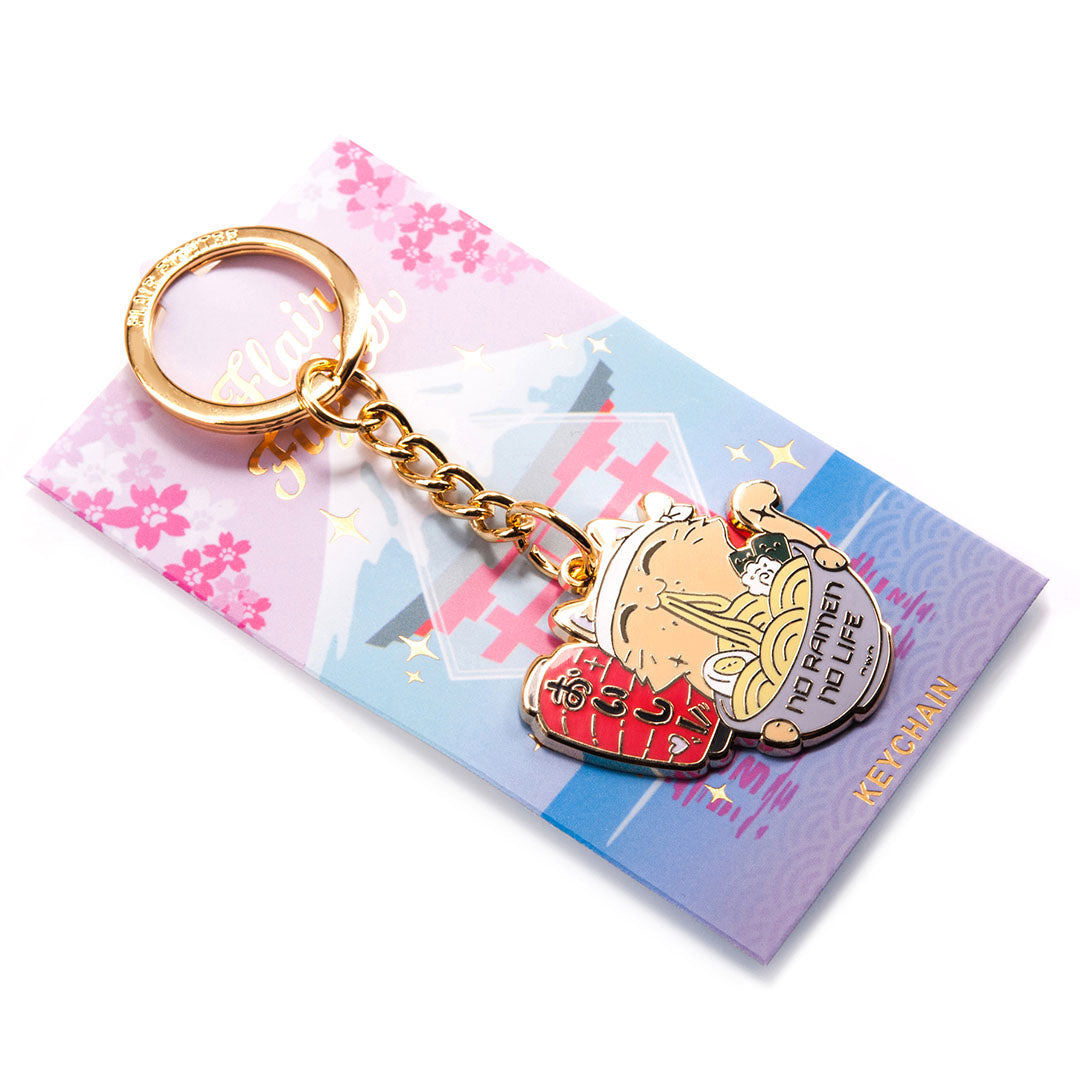 No Ramen No Life Cat Enamel Keychain