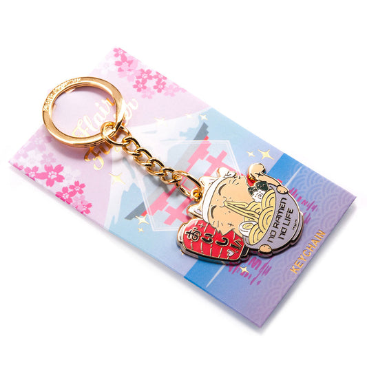 No Ramen No Life Cat Enamel Keychain