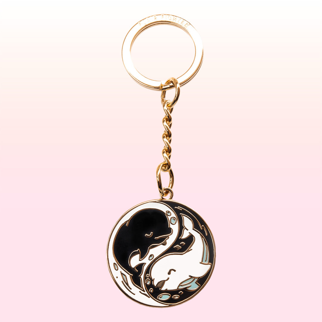 Yin Yang Beluga Whales Enamel Keychain