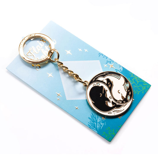 Yin Yang Beluga Whales Enamel Keychain